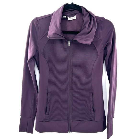Athleta Women’s Dark Purple Track‎ Jacket with Thumbholes Size XS - Picture 1 of 9